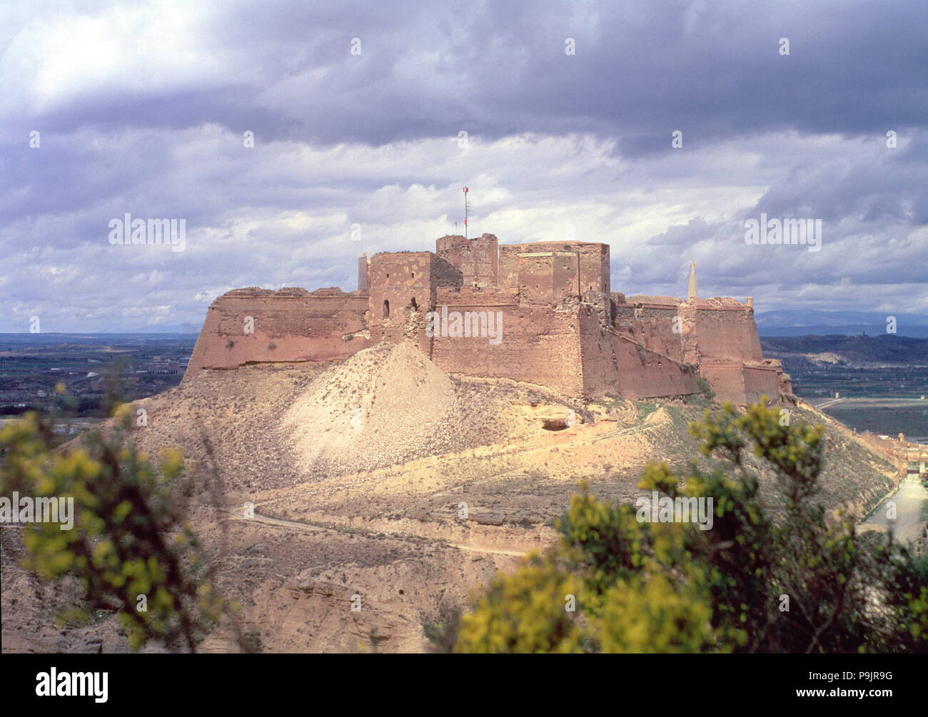 Monzon Castle, donated to the Templar Order in 1143, in it King James I spent his childhood. Stock Photo