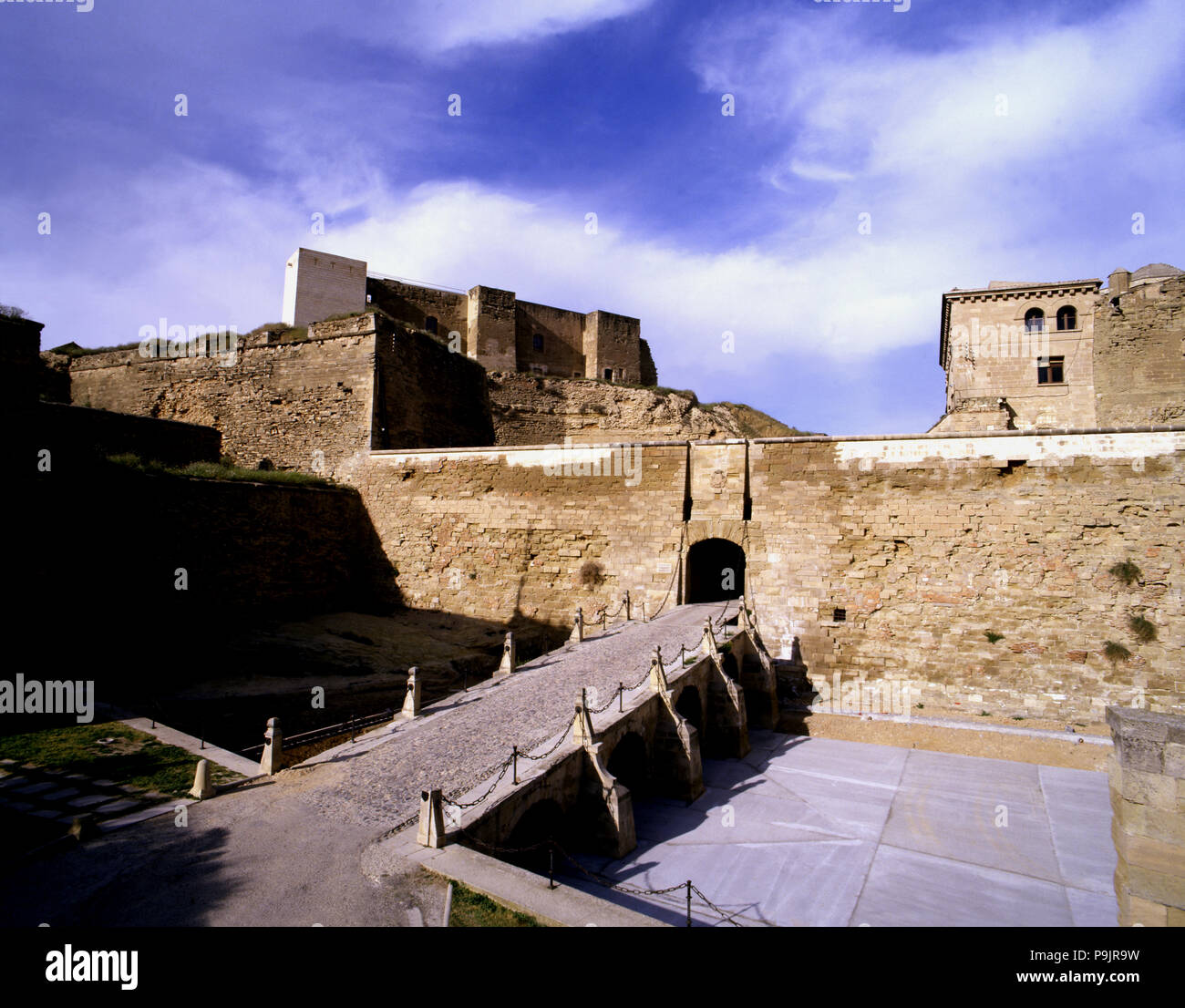 Zuda Castle, located on the hill of Old Lleida Seu, originally residence of the Moorish king of L… Stock Photo