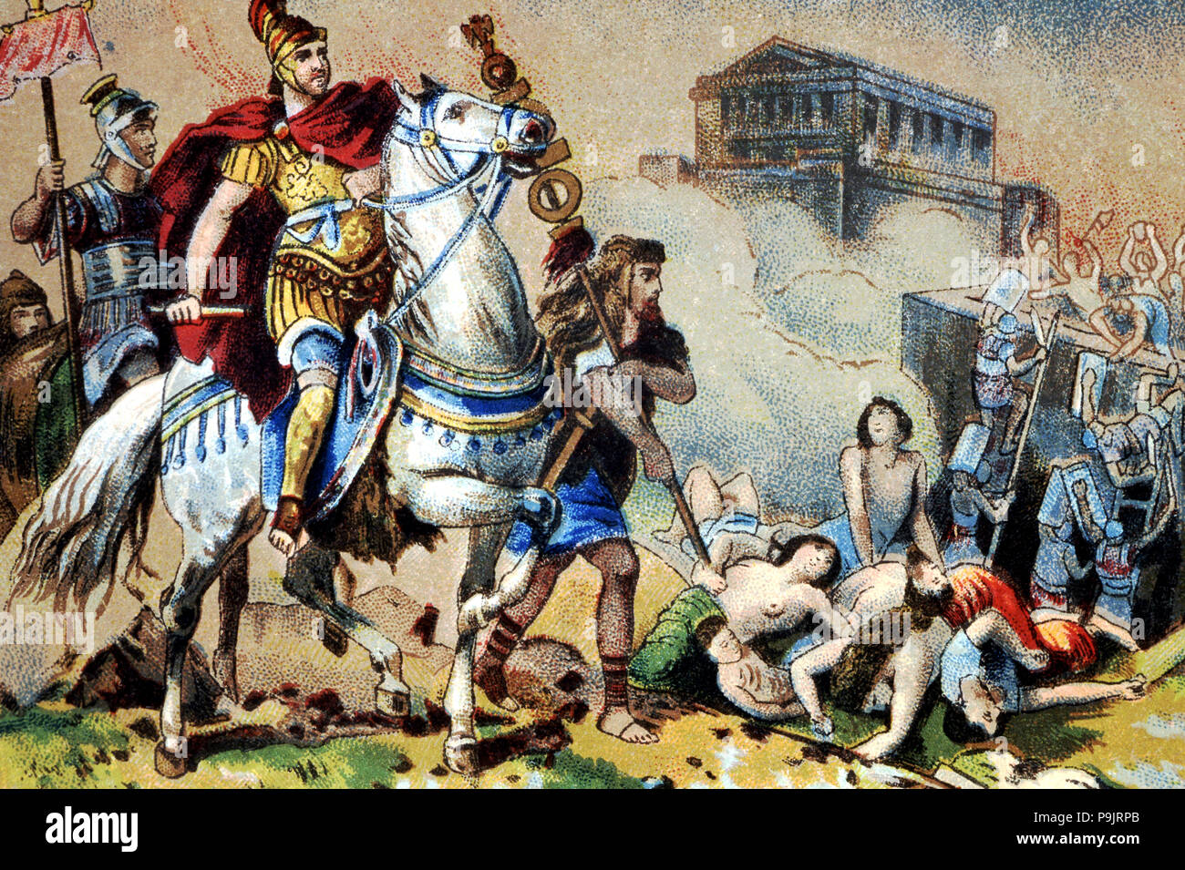 Conquest and destruction of Jerusalem after a long siege by the Roman legions under Titus, in 70. Stock Photo