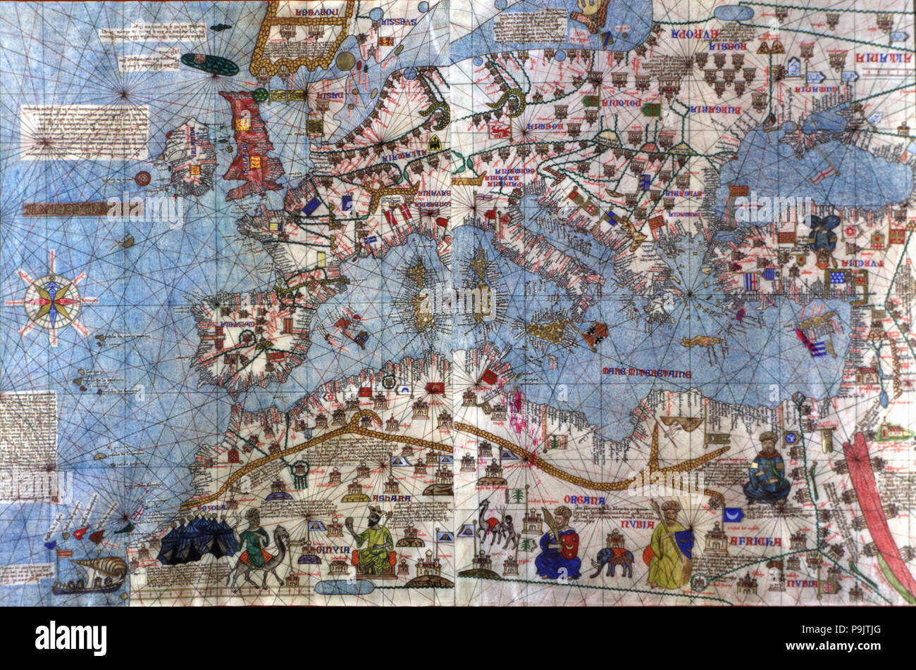 Catalan atlas 1375 hi res stock - Catalan Atlas 1375 Europe And North Africa Reproduction Of The Original One That Is Located I P9JTJG 