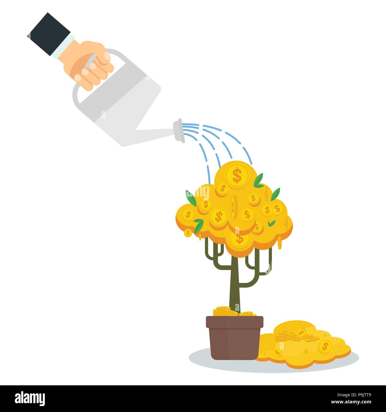 businessman watering money tree Stock Vector Image & Art Alamy