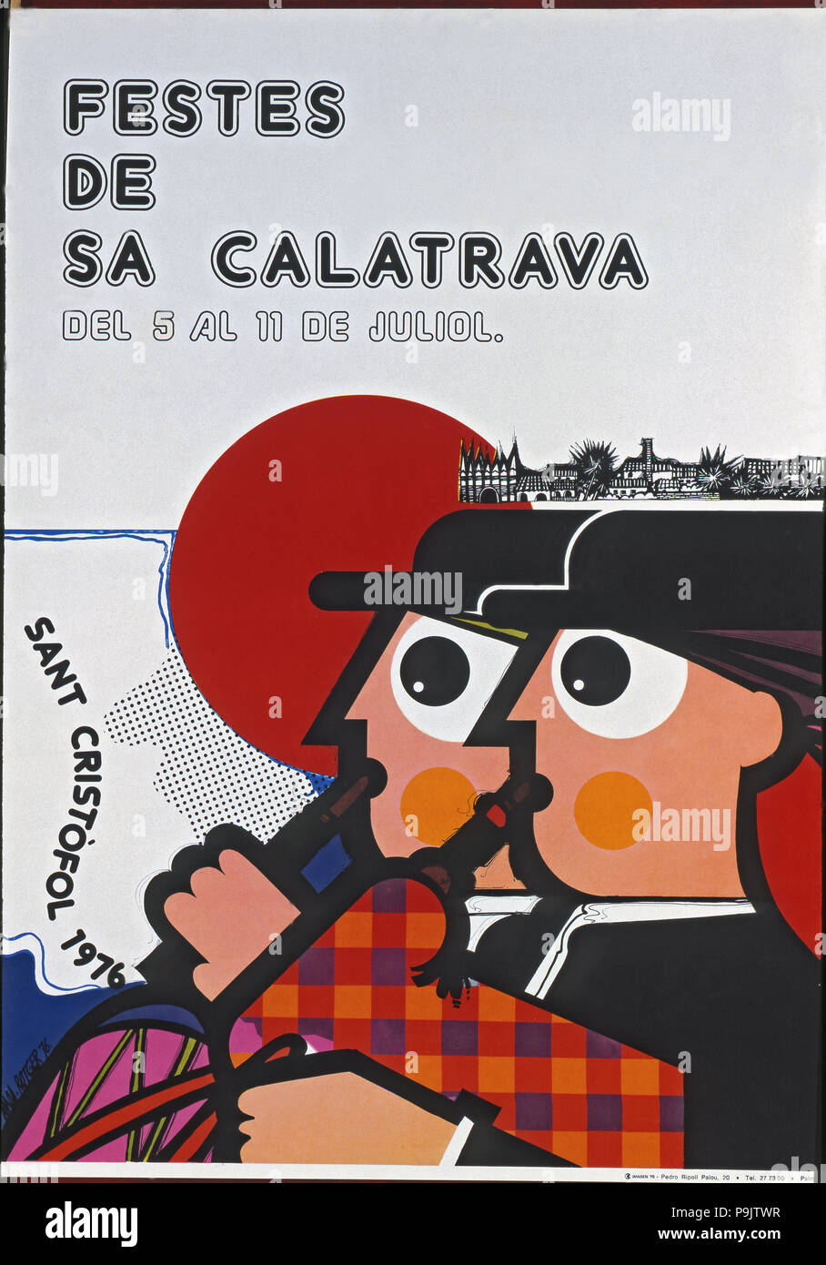 Advertising poster 'Festes de Sa Calatrava' by San Cristobal, in 1976 - Festivity of the old dist… Stock Photo