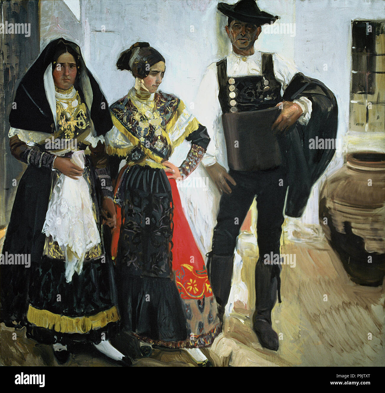 'Types of Salamanca', Oil, 1912 by Joaquin Sorolla. Stock Photo