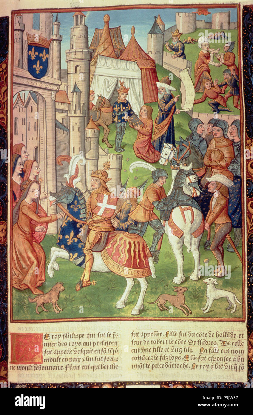 King Philip I of France. (1060 - 1108), miniature of the incunable ...