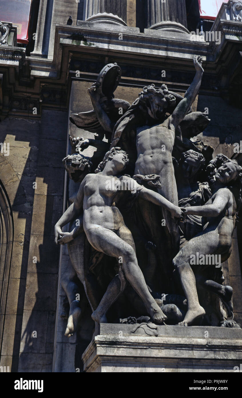 'The Dance', sculpture group copied from the façade of the Opera Theatre by Paul Belmondo, work … Stock Photo