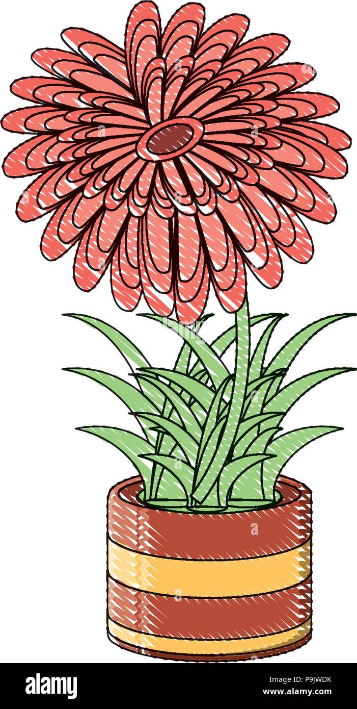 beautiful flower in a pot icon over white background, vector ...