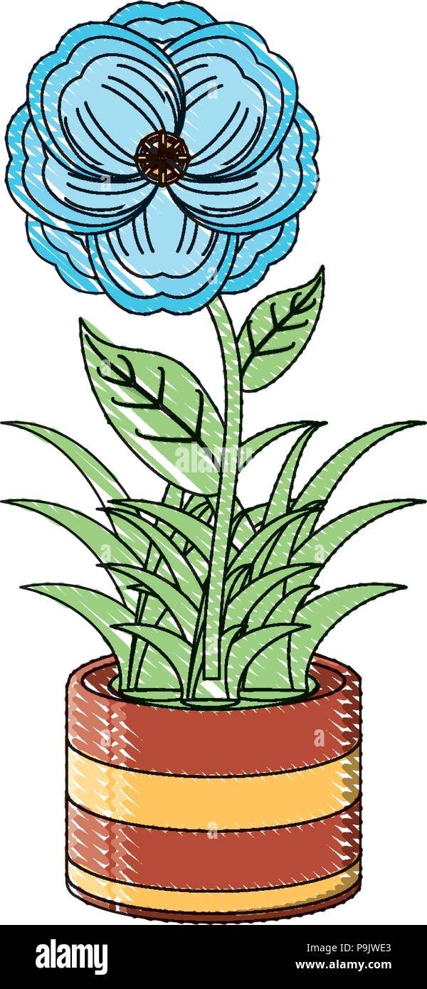 beautiful flower in a pot icon over white background, vector ...