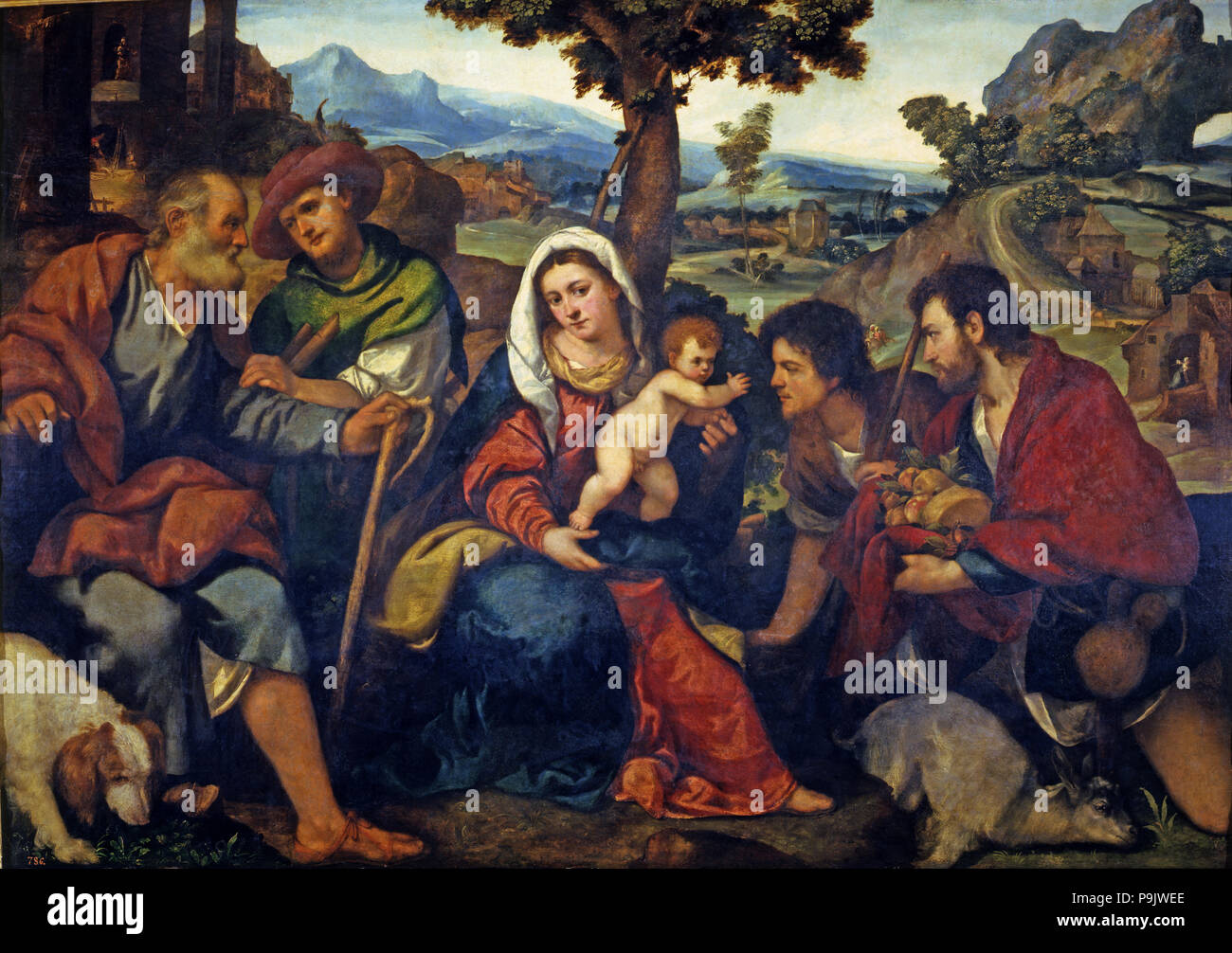 Adoration of the Shepherds' by Giacomo Palma. Stock Photo