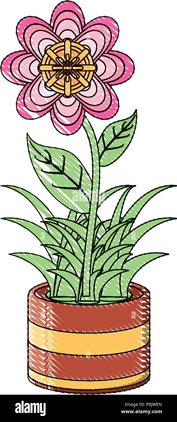 beautiful flower in a pot icon over white background, vector ...