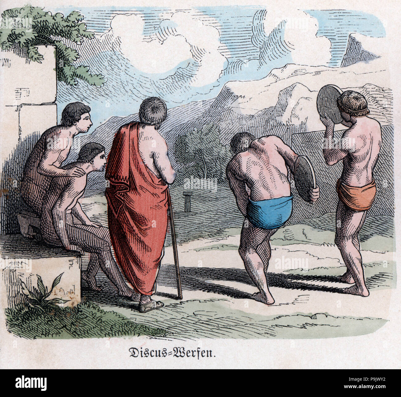 Ancient History. Greece. Athletic competitions, discus game. German