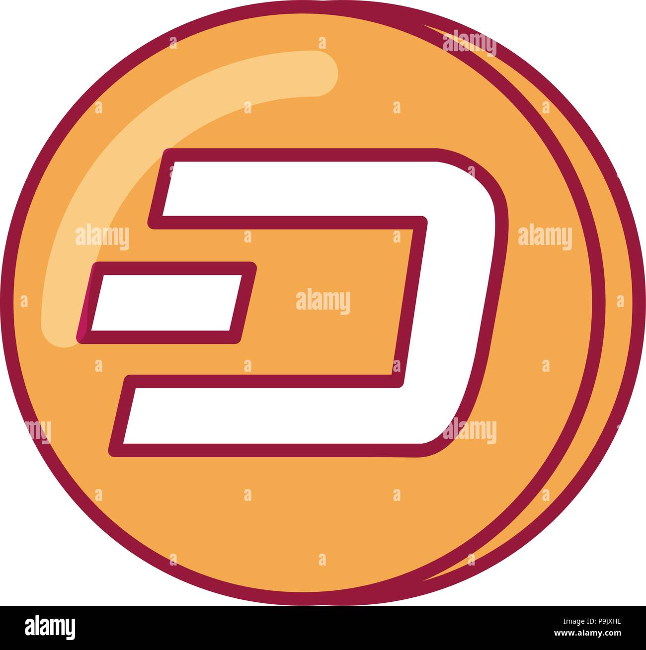 dashcoin coin icon over white background, vector illustration Stock ...