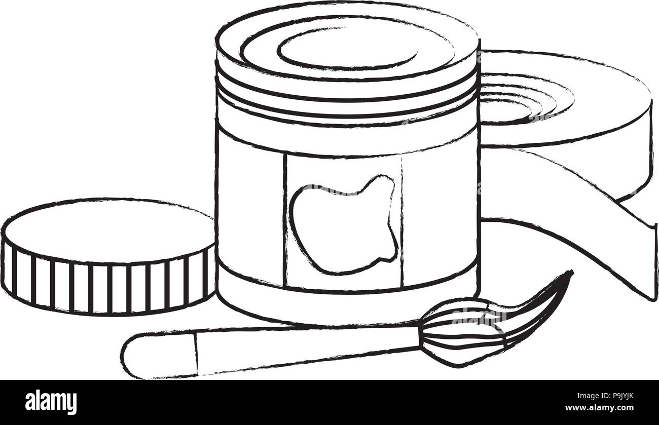 paint bottle and brush over white background, vector illustration Stock