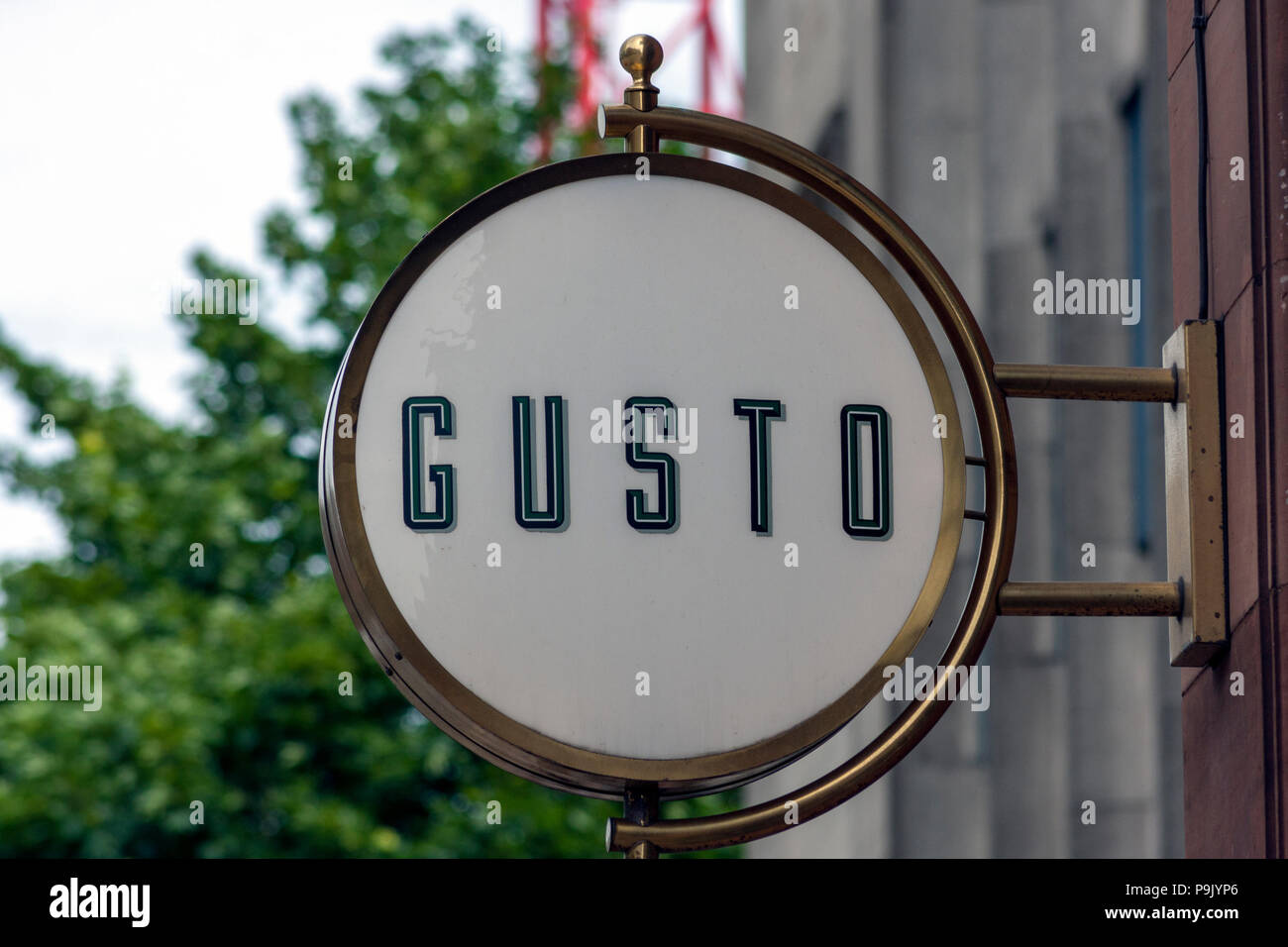 Gusto Sign, Manchester Stock Photo
