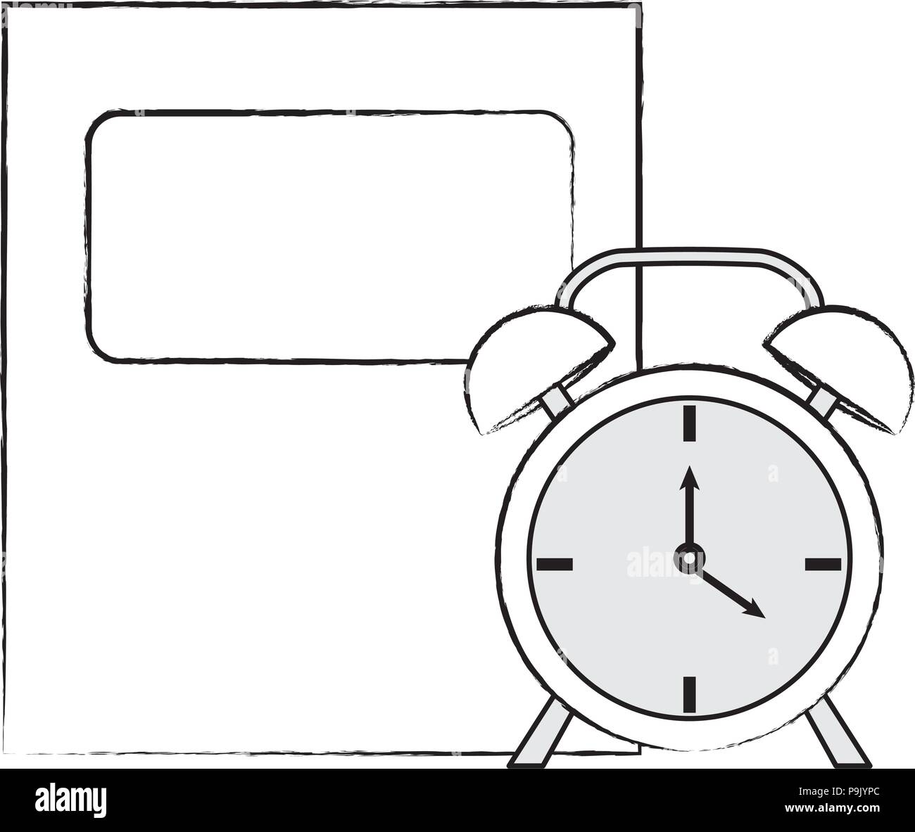 notebook and clock over white background, vector illustration Stock ...