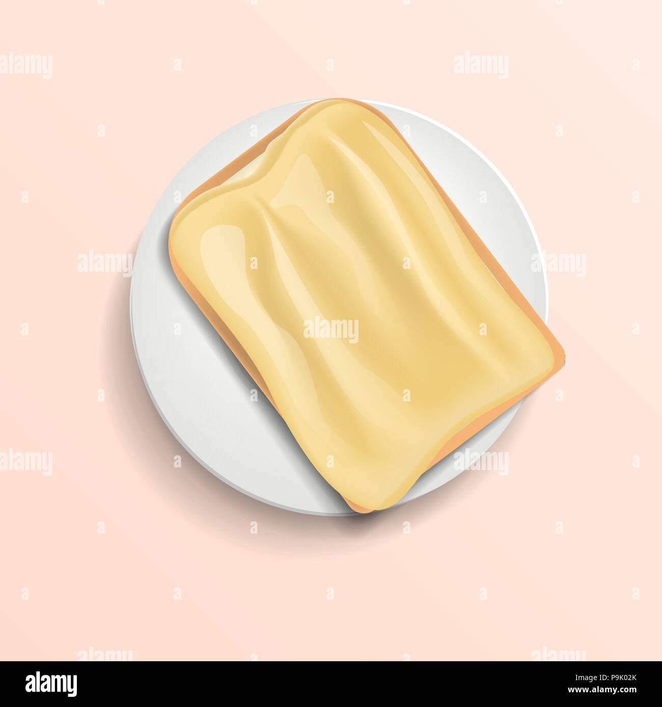 Butter bread on plate concept background, realistic style Stock Vector ...