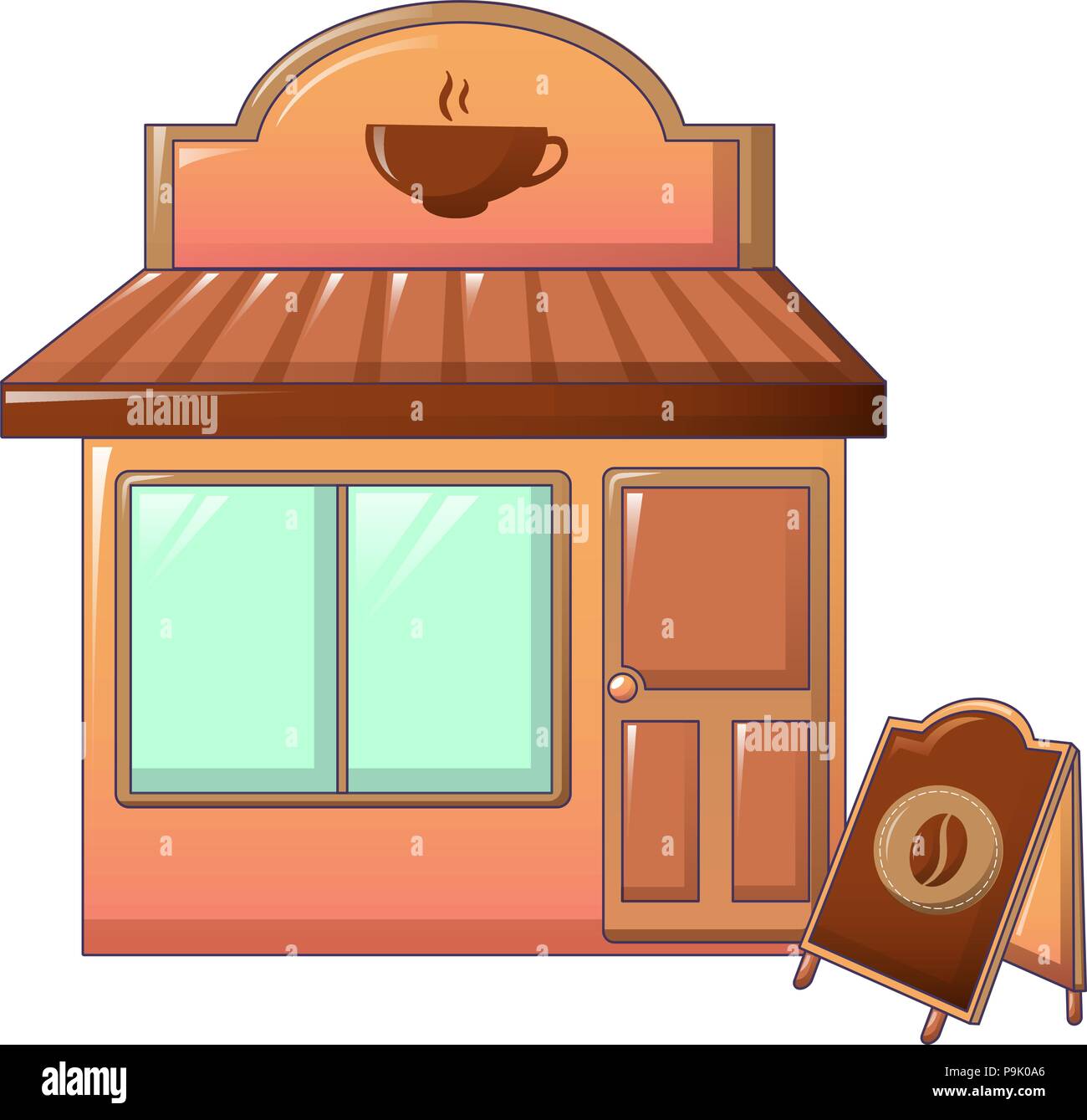Coffee shop icon, cartoon style Stock Vector
