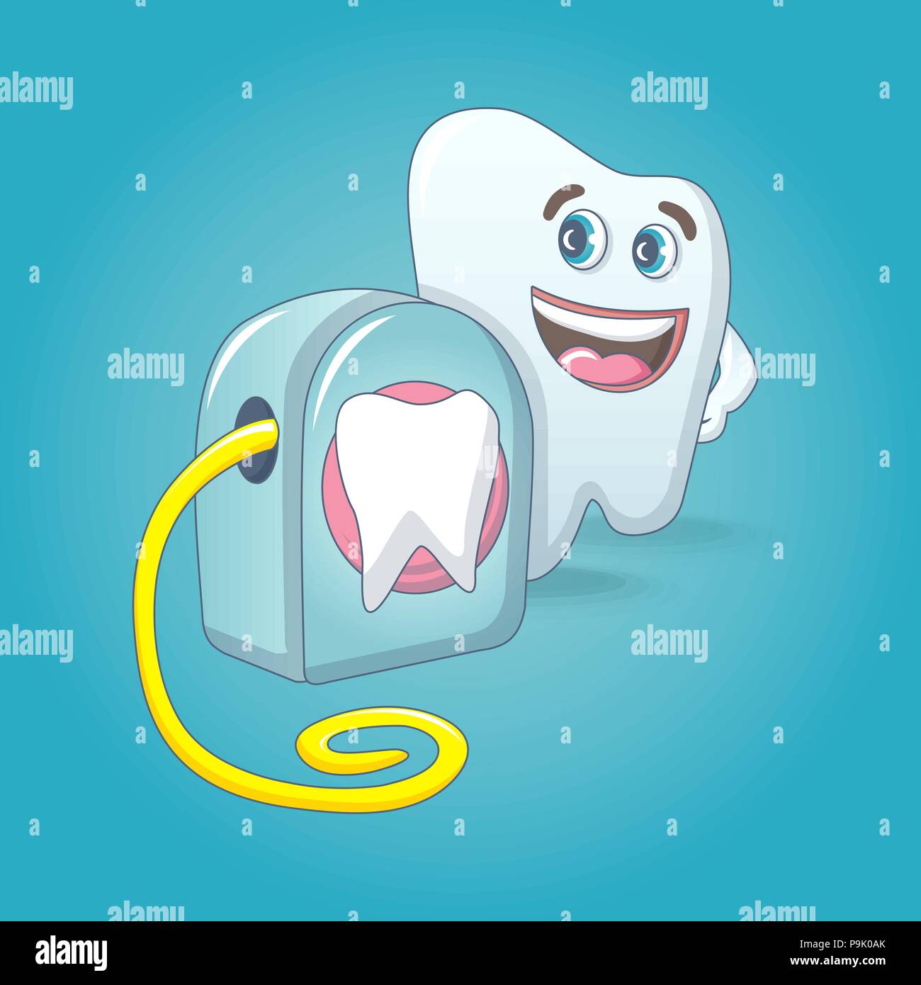 Smiling tooth with floss box concept background, cartoon style Stock Vector  Image & Art - Alamy
