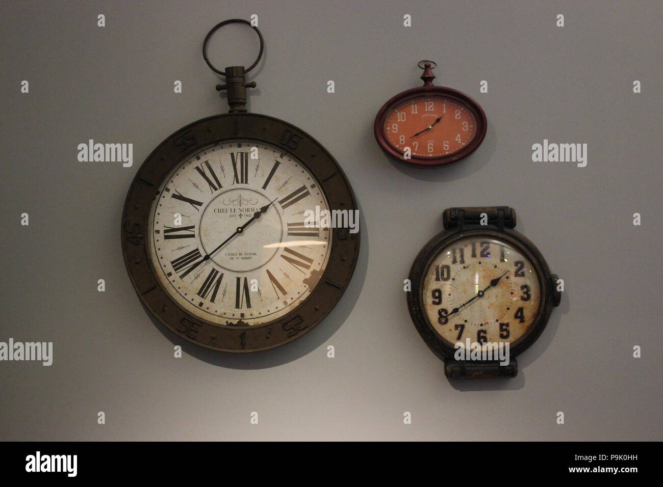 Collection of old wall clocks at the Children's Museum in Indianapolis