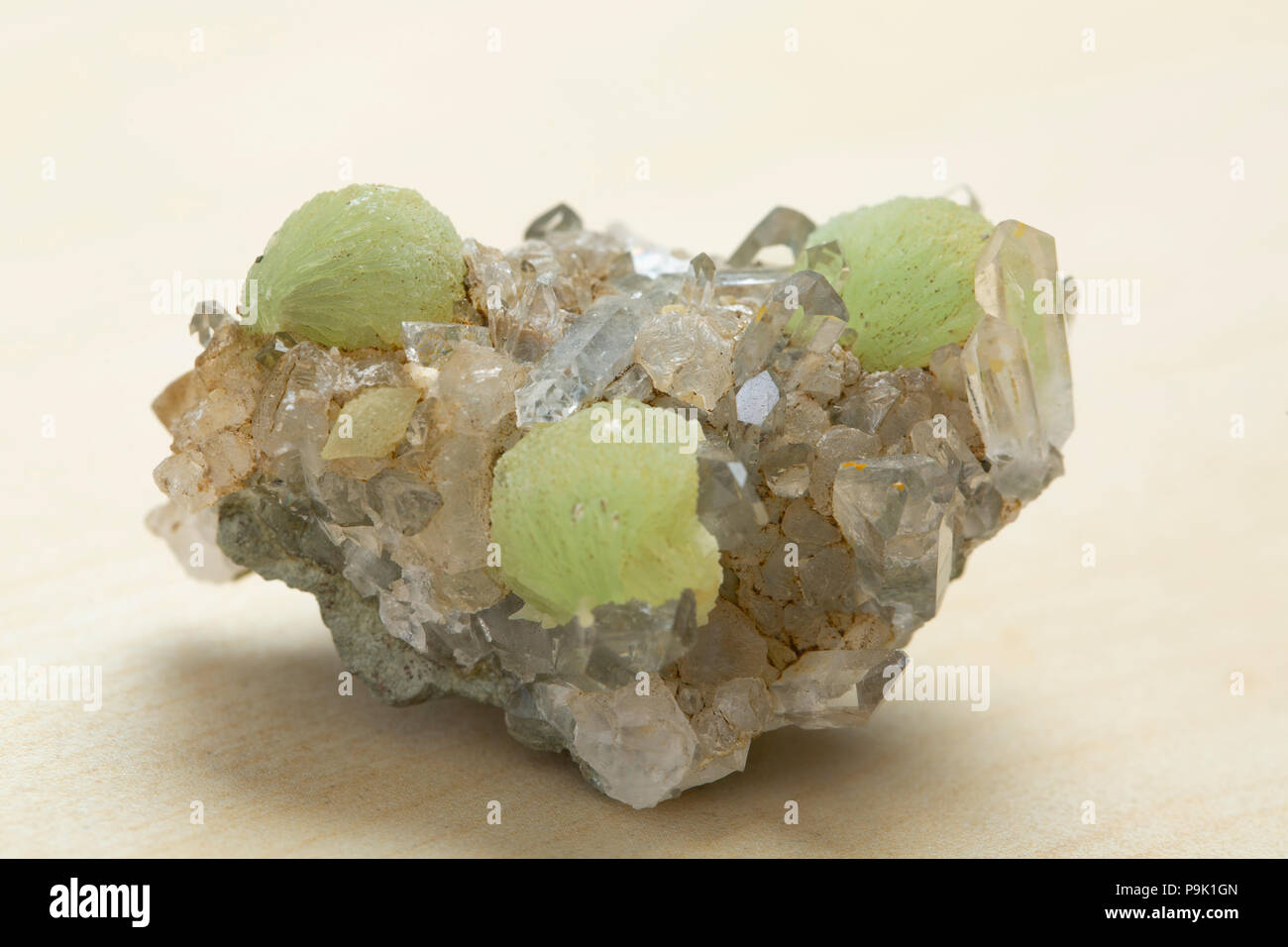 The Prehnite, the mineral rock specimen quartz crystal Stock Photo