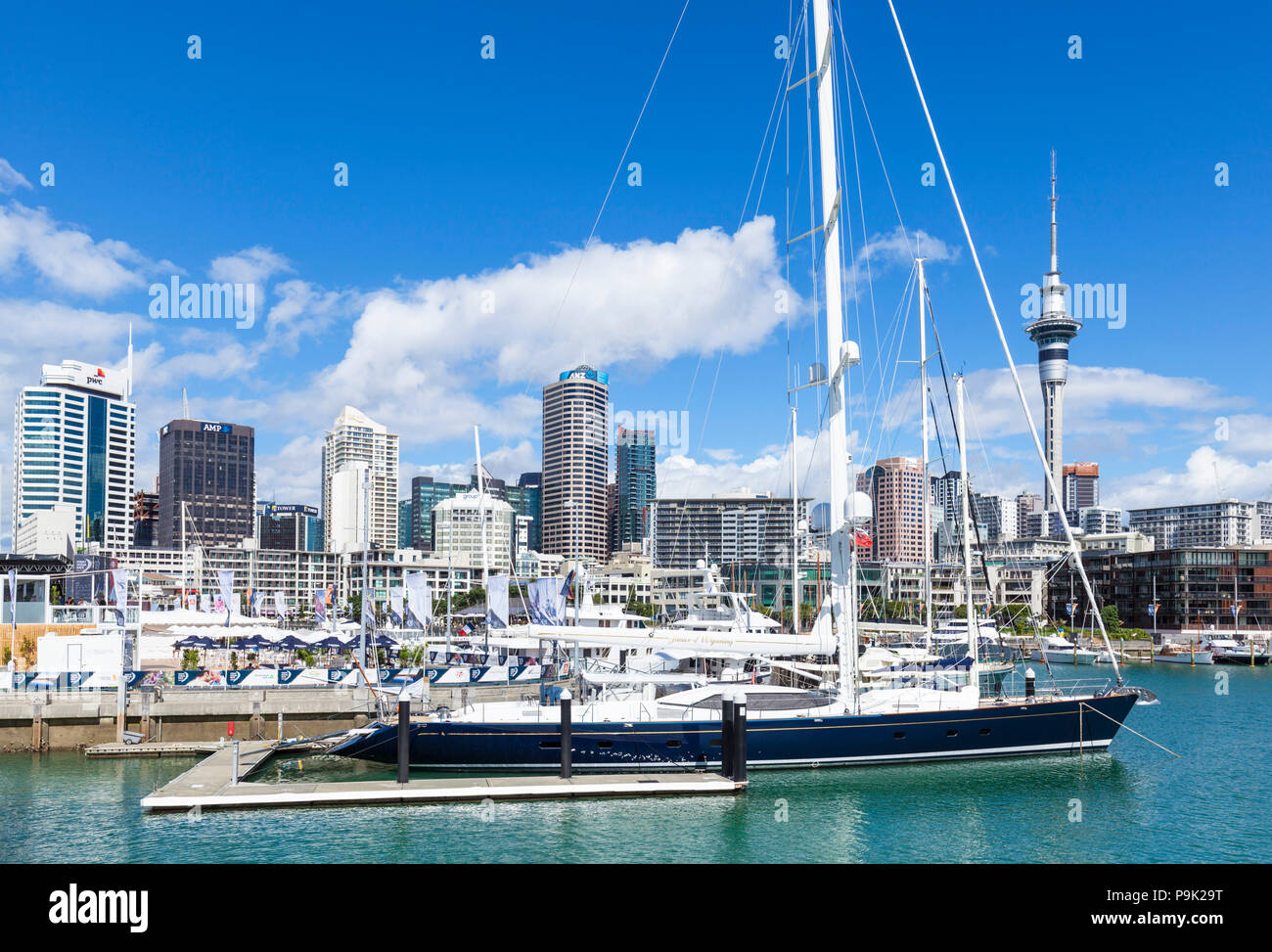 auckland new zealand north island yachts in viaduct basin inner harbour of Auckland waterfront viaduct harbour new zealand auckland north island nz Stock Photo
