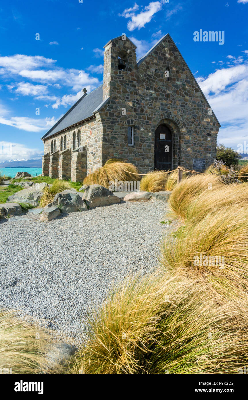 TEKAPO lake tekapo new zealand south island new zealand church of the good shepherd  lake tekapo new zealand mackenzie district south island nz Stock Photo