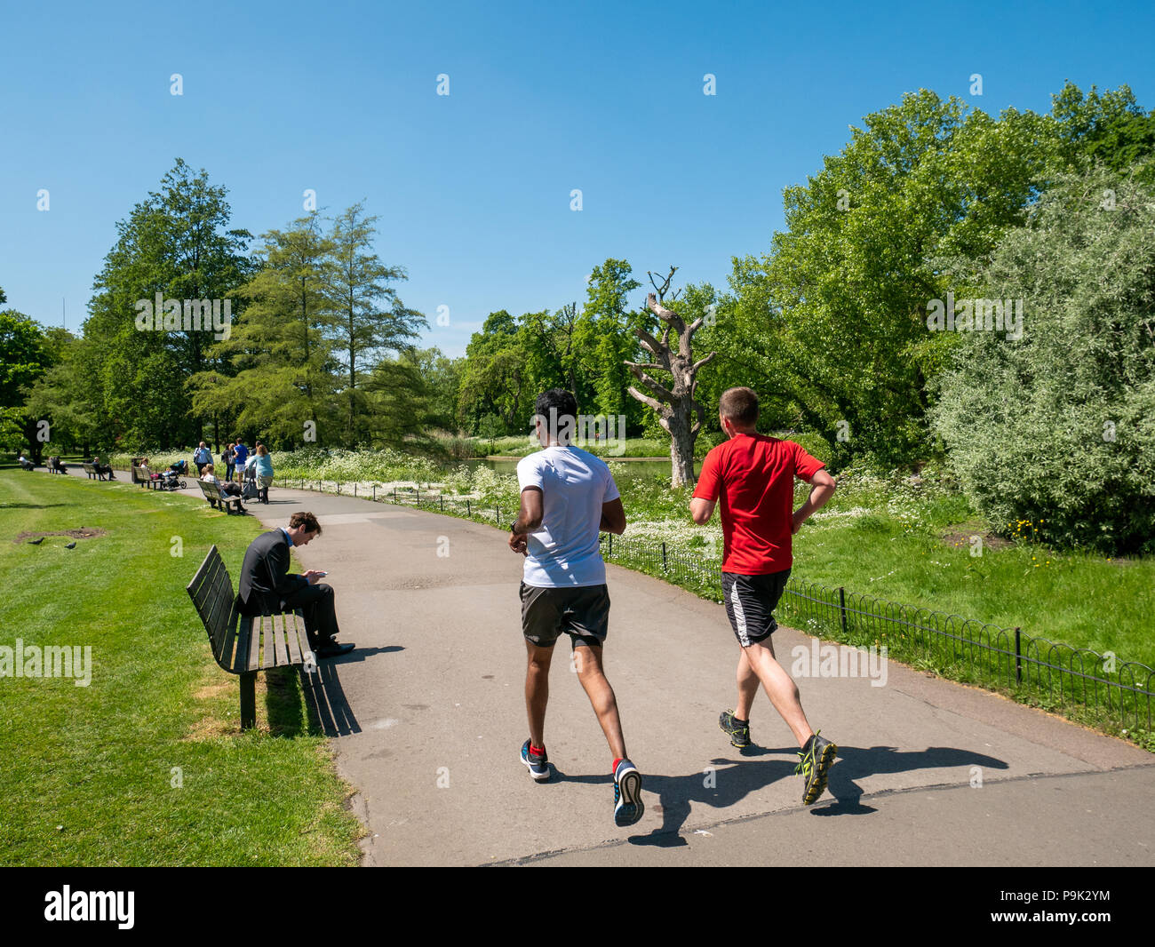 Joggers running at Regent's Park, London, UK Stock Photo