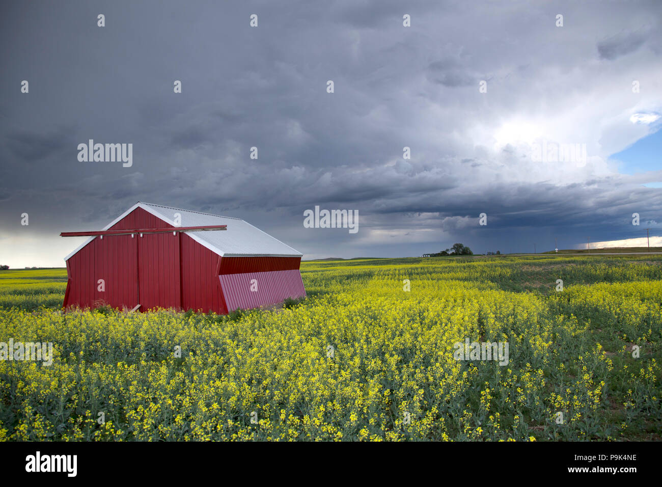 Prairie Storm Clouds in Saskatchewan Canada rural setting Stock Photo