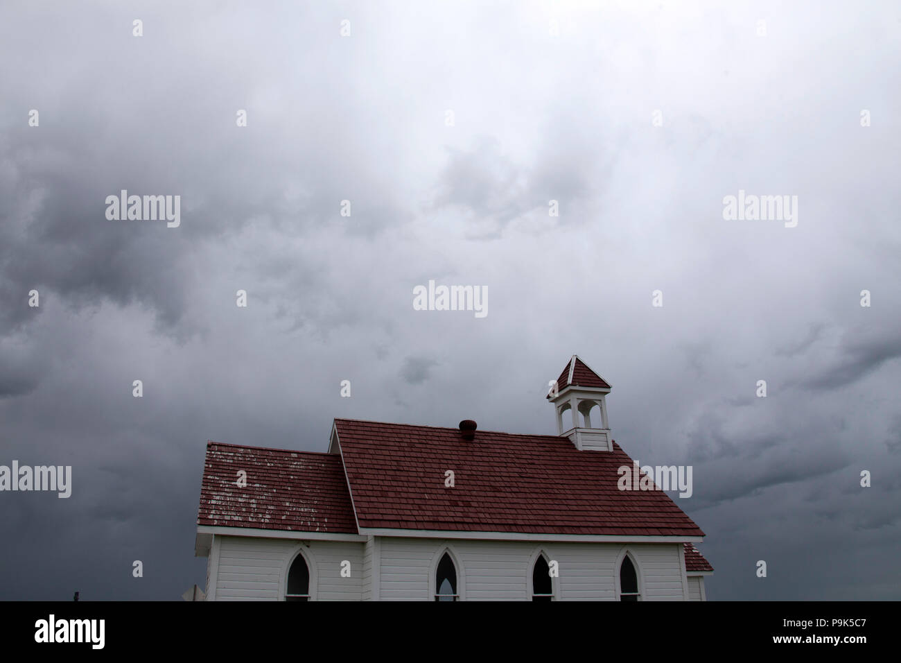 Prairie Storm Clouds in Saskatchewan Canada country church Stock Photo ...