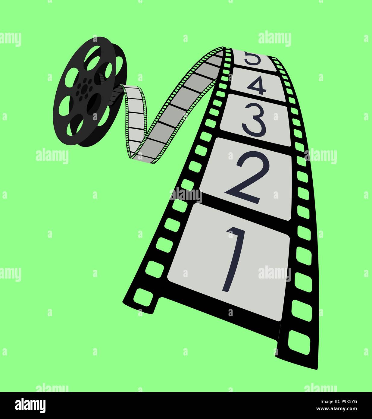 Film Strip with Countdown - Movie Roll Vector Graphic Stock Vector