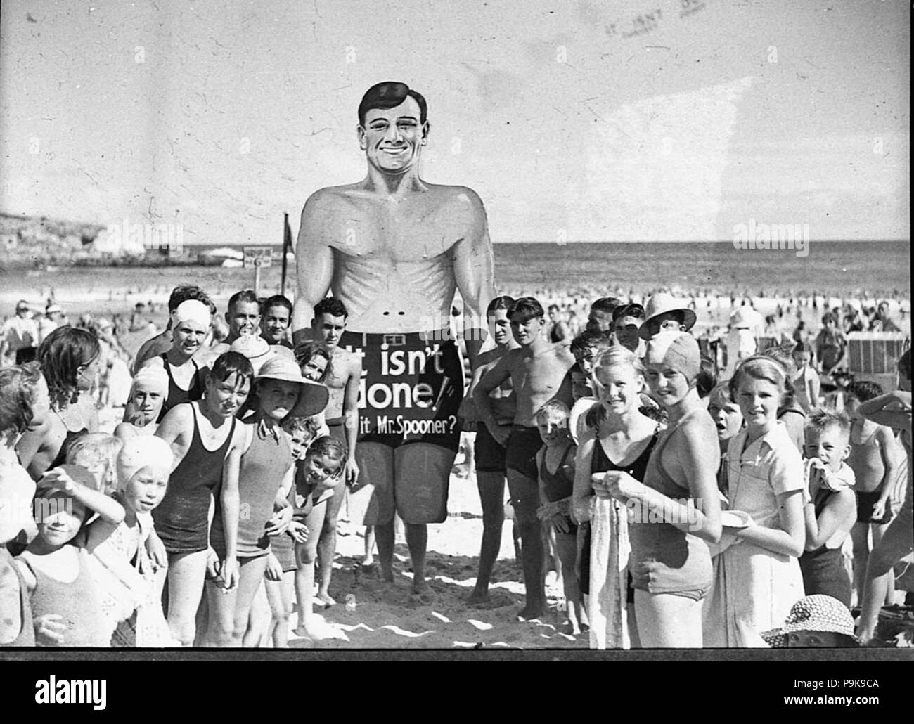 242 SLNSW 19482 Tall man publicity for It isnt done taken for BEF Films Stock Photo