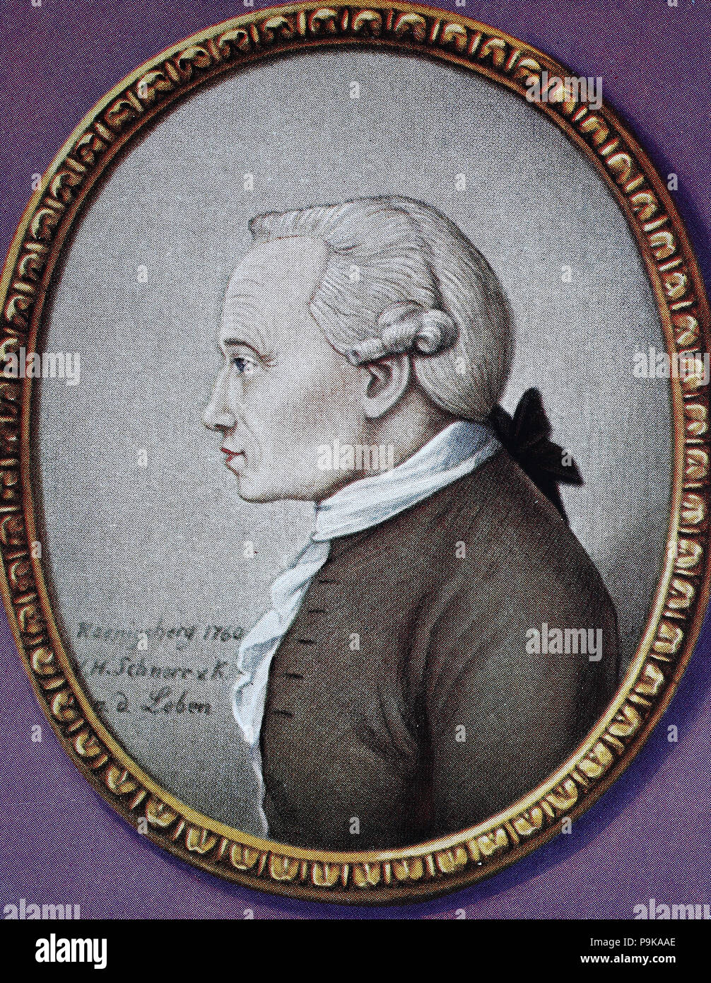 Immanuel Kant, 22 April 1724 â€“ 12 February 1804, was a German philosopher who is a central figure in modern philosophy, digital improved reproduction of an original print from the year 1900 Stock Photo