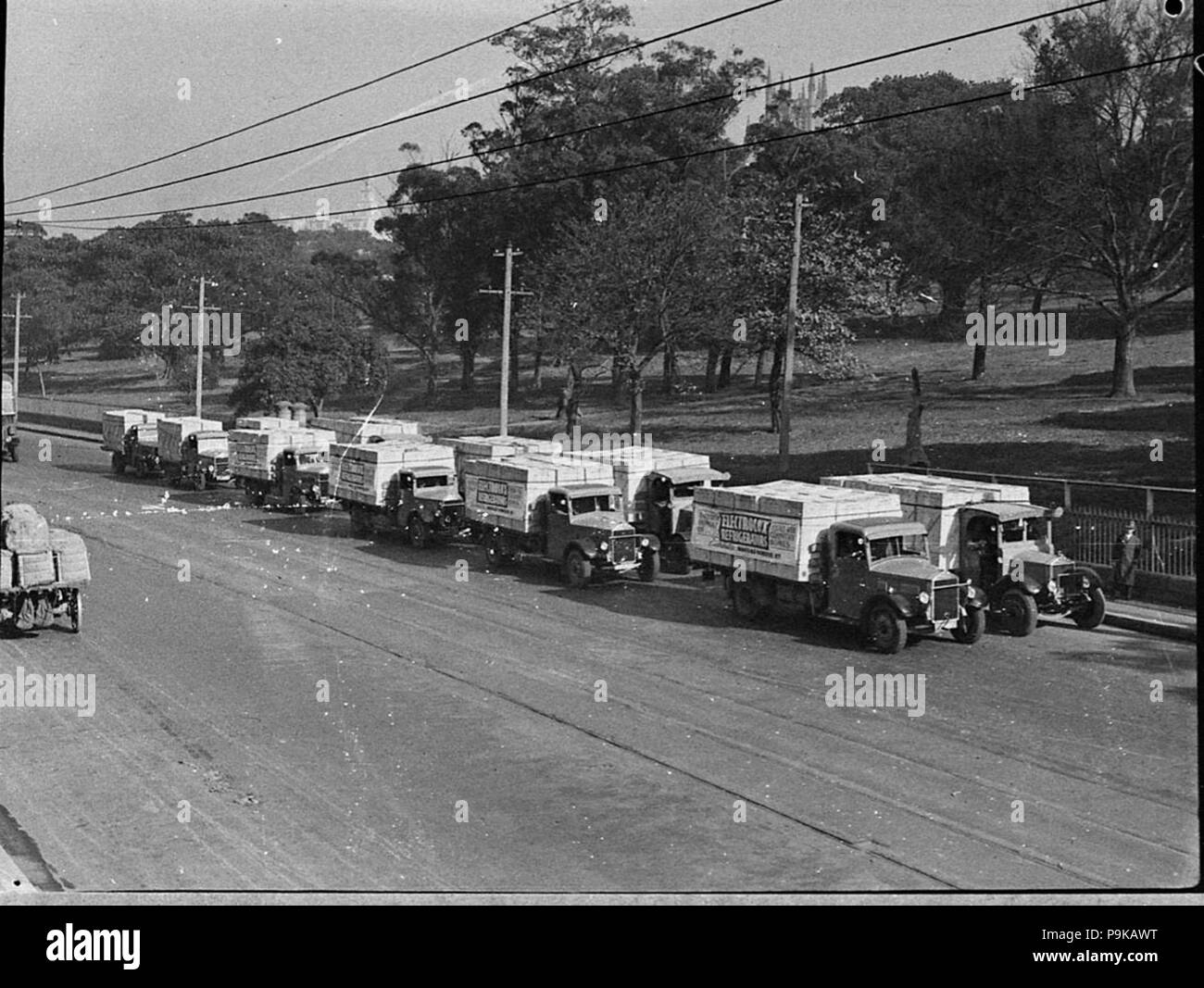 245 SLNSW 22128 Lorries loaded with Electrolux refrigerators taken for AnivittiSchey Ltd Stock Photo