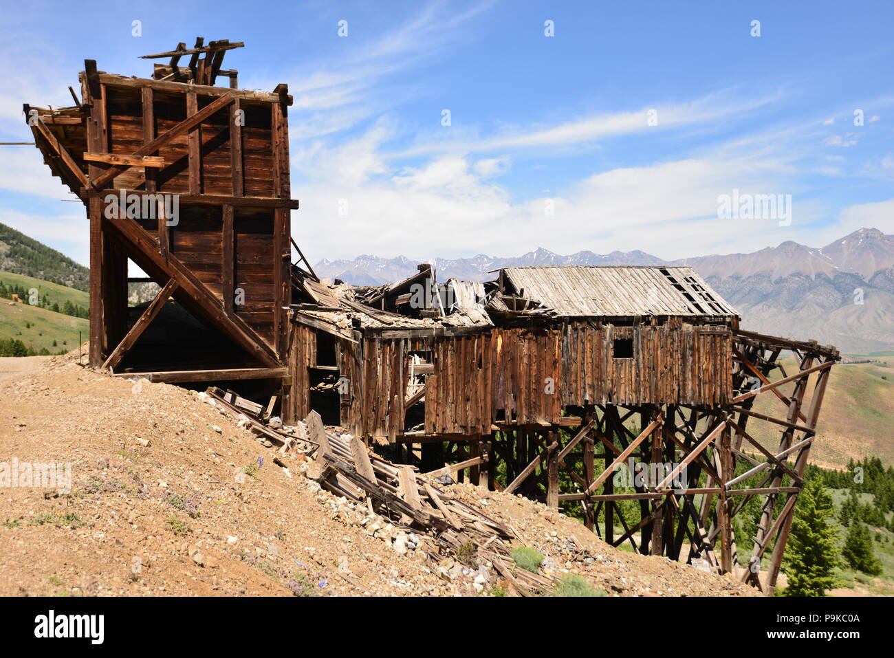Abandoned silver mine in Mackay Idaho high in the mountains Stock Photo
