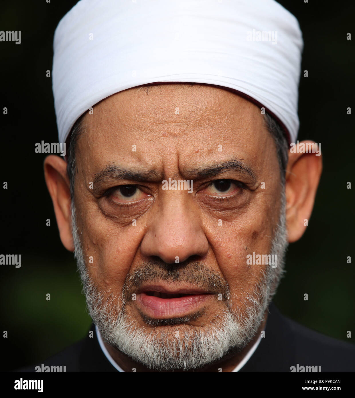 The Grand Imam of al-Azhar al-Sharif, Dr Mohamed Sayed Tantawy at a reception in Lambeth Palace, London, during a visit to celebrate the Emerging Peacemakers Forum - which has come to fruition due to the Anglican Communion and from Al-Azhar Al-Sherif dialogue committee. Stock Photo