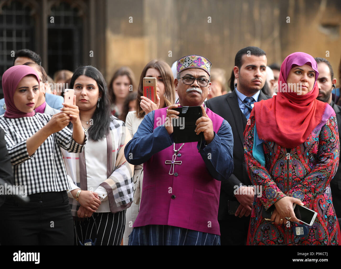 Guests listening to Dr Ahmad Al Tayyeb, the Grand Imam of Al-Azhar Al-Sharif, at Lambeth Palace, London, during a visit to celebrate the Emerging Peacemakers Forum - which has come to fruition due to the Anglican Communion and from Al-Azhar Al-Sherif dialogue committee. Stock Photo