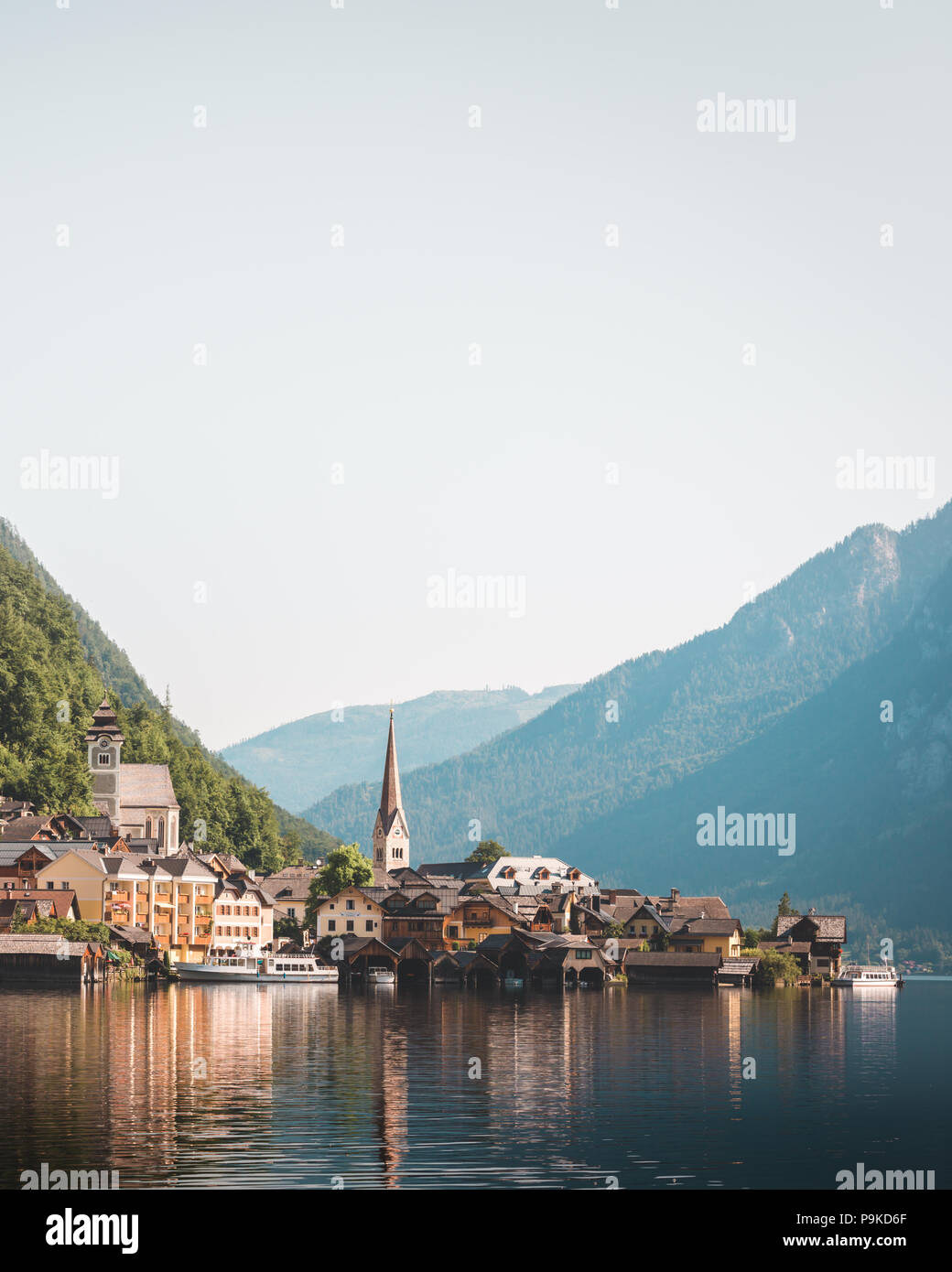 Sunny summer day in the Hallstatt village Stock Photo