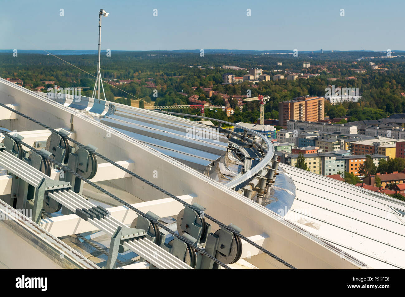 Ride with the Skyview on the top of Globen arena Stock Photo