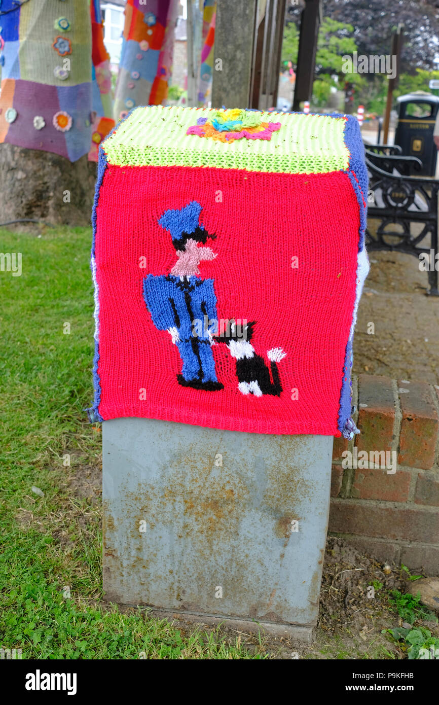 East Preston, West Sussex, England. Yarn bombing in village as part of