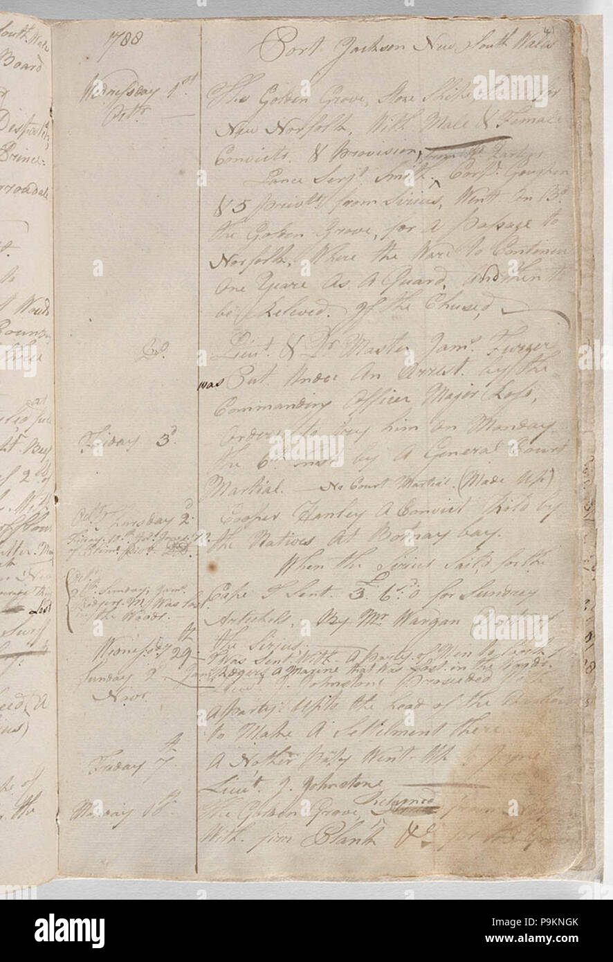 288 SLNSW 810016 November 1788 Stock Photo