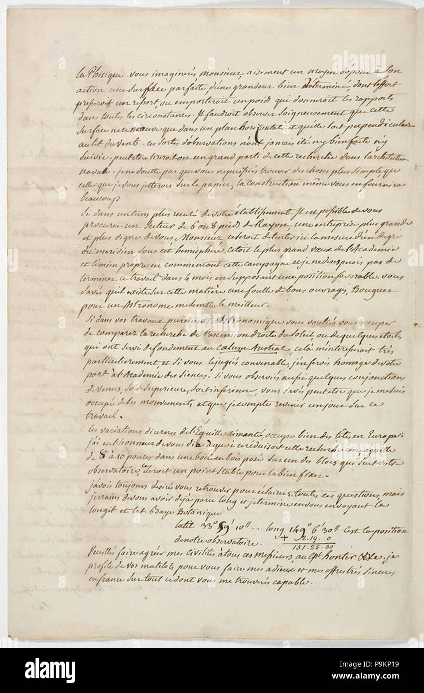 290 SLNSW 812669 William Dawes letter written by Joseph Lepaute Dagelet