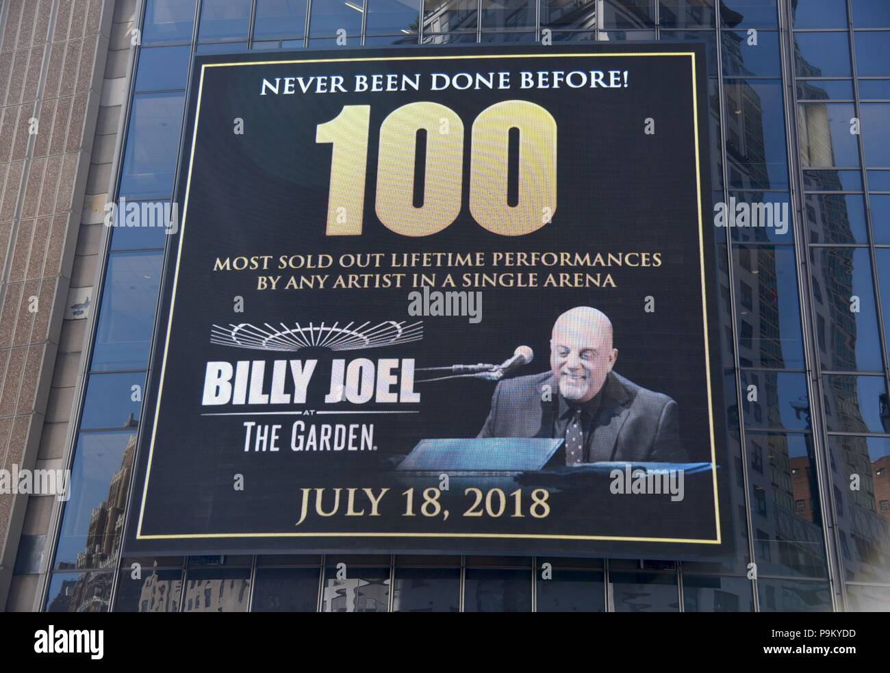 New York, NY, USA. 18th July, 2018. Billy Joel, Madison Square Garden Marquee at a public appearance for Billy Joel Celebrates 100th Performance at MSG, Madison Square Garden, New York, NY July 18, 2018. Credit: Derek Storm/Everett Collection/Alamy Live News Stock Photo