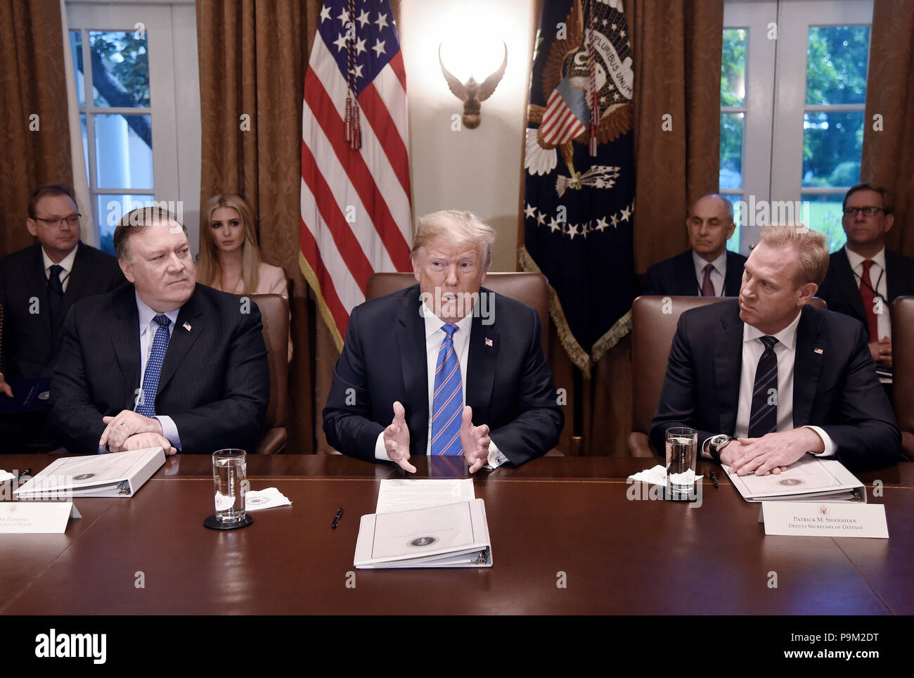 United States President Donald Trump Speaks During A Cabinet