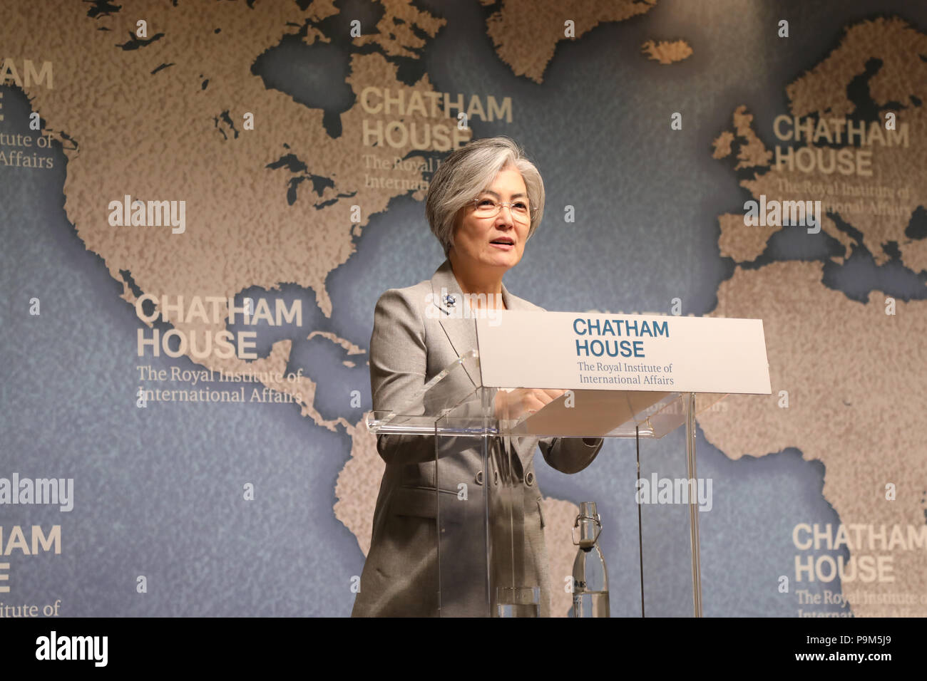 London / UK - July 19 2018: Kang Kyung-wha, Minister of Foreign Affairs of the Republic of Korea (South Korea), at the Chatham House think-tank in central London where she gave a speech on the future for the Korean peninsula Credit: Dominic Dudley/Alamy Live News Stock Photo