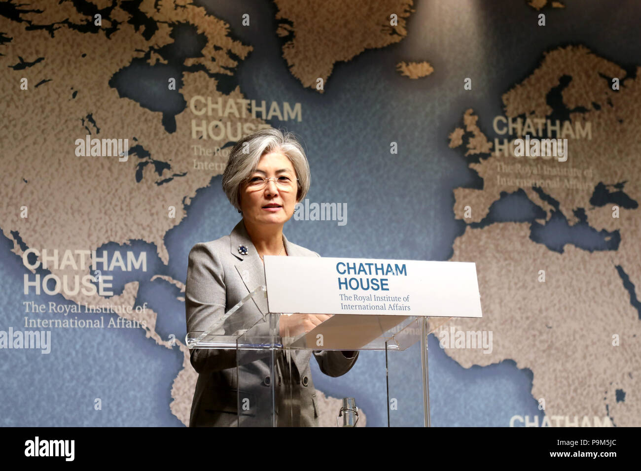 London / UK - July 19 2018: Kang Kyung-wha, Minister of Foreign Affairs of the Republic of Korea (South Korea), at the Chatham House think-tank in central London where she gave a speech on the future for the Korean peninsula Credit: Dominic Dudley/Alamy Live News Stock Photo