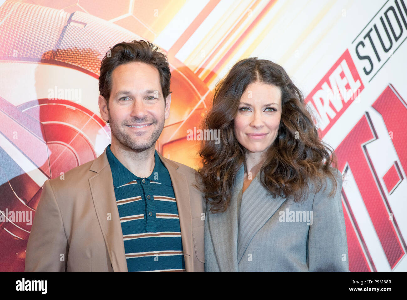 Rome, Italy. 19th July 2018. Rome, Italy. 19th July, 2018. Paul Rudd and Evangeline Lilly attending the photocall of Ant-Man and the Wasp at Hotel De Russie in Rome Credit: Silvia Gerbino/Alamy Live News Credit: Silvia Gerbino/Alamy Live News Stock Photo