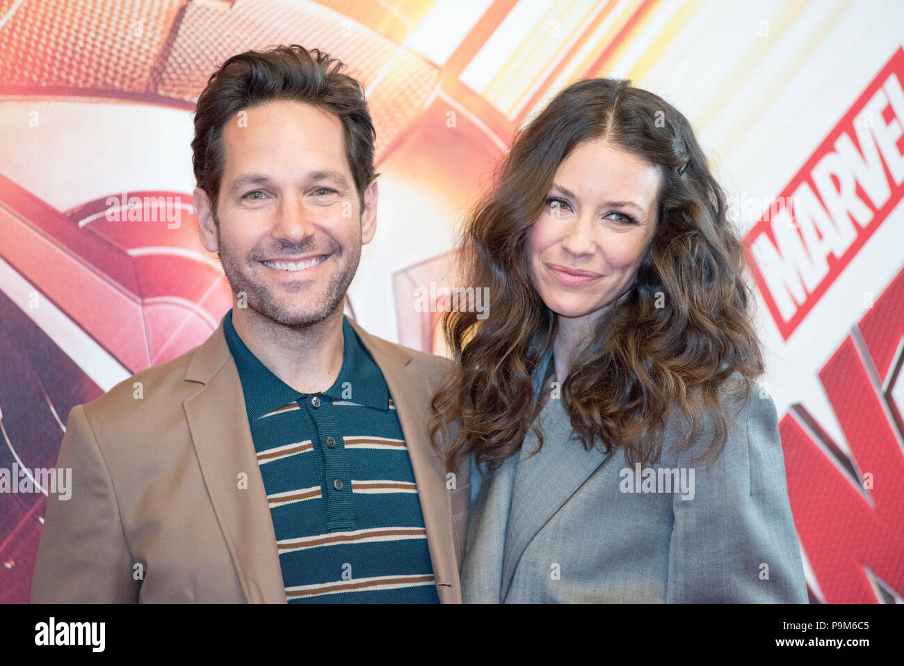 Rome, Italy. 19th July 2018. Rome, Italy. 19th July, 2018. Paul Rudd and Evangeline Lilly attending the photocall of Ant-Man and the Wasp at Hotel De Russie in Rome Credit: Silvia Gerbino/Alamy Live News Credit: Silvia Gerbino/Alamy Live News Stock Photo