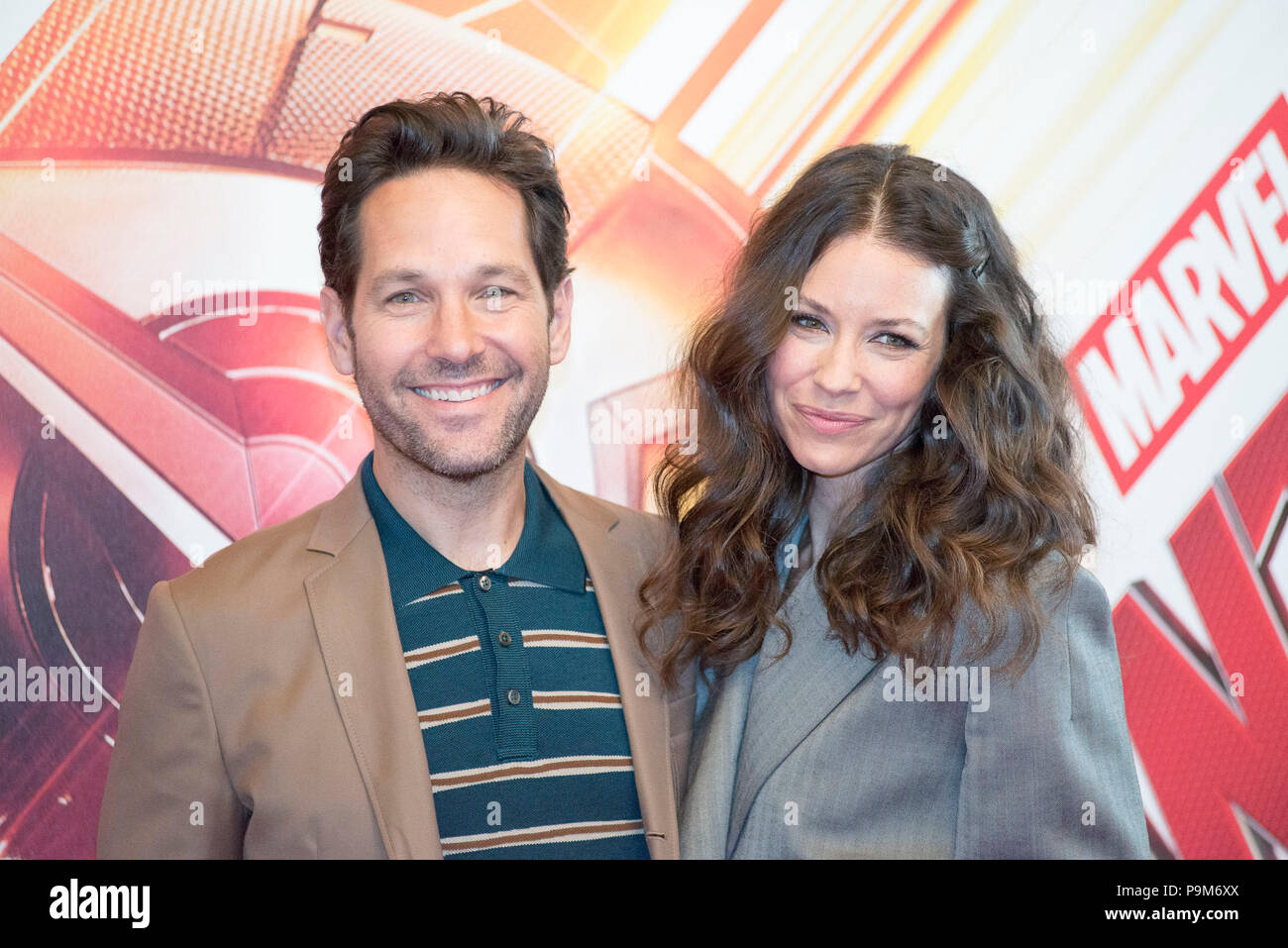 Rome, Italy. 19th July 2018. Paul Rudd and Evangeline Lilly attending the photocall of Ant-Man and the Wasp at Hotel De Russie in Rome Credit: Silvia Gerbino/Alamy Live News Stock Photo