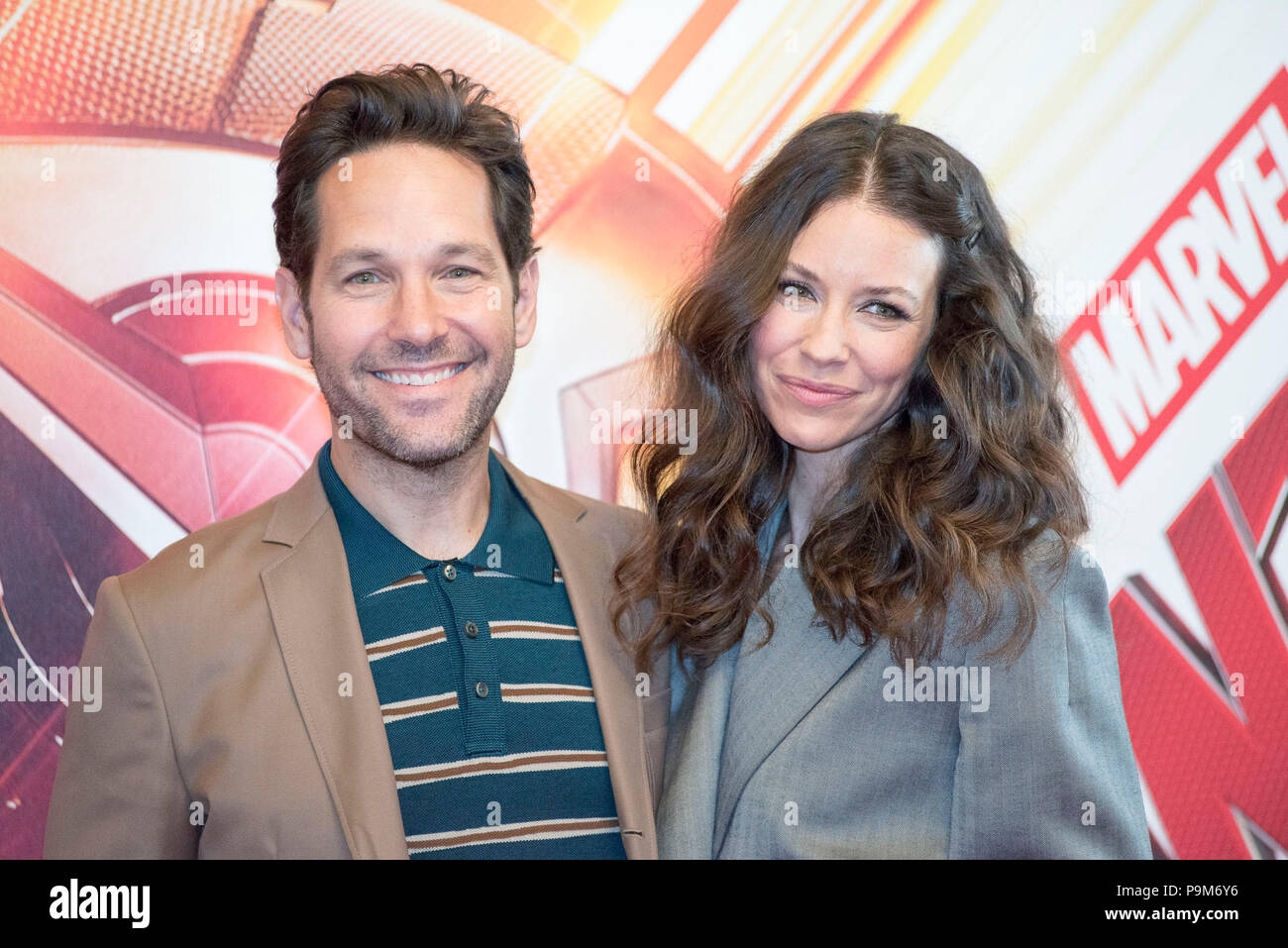 Rome, Italy. 19th July 2018. Paul Rudd and Evangeline Lilly attending the photocall of Ant-Man and the Wasp at Hotel De Russie in Rome Credit: Silvia Gerbino/Alamy Live News Stock Photo