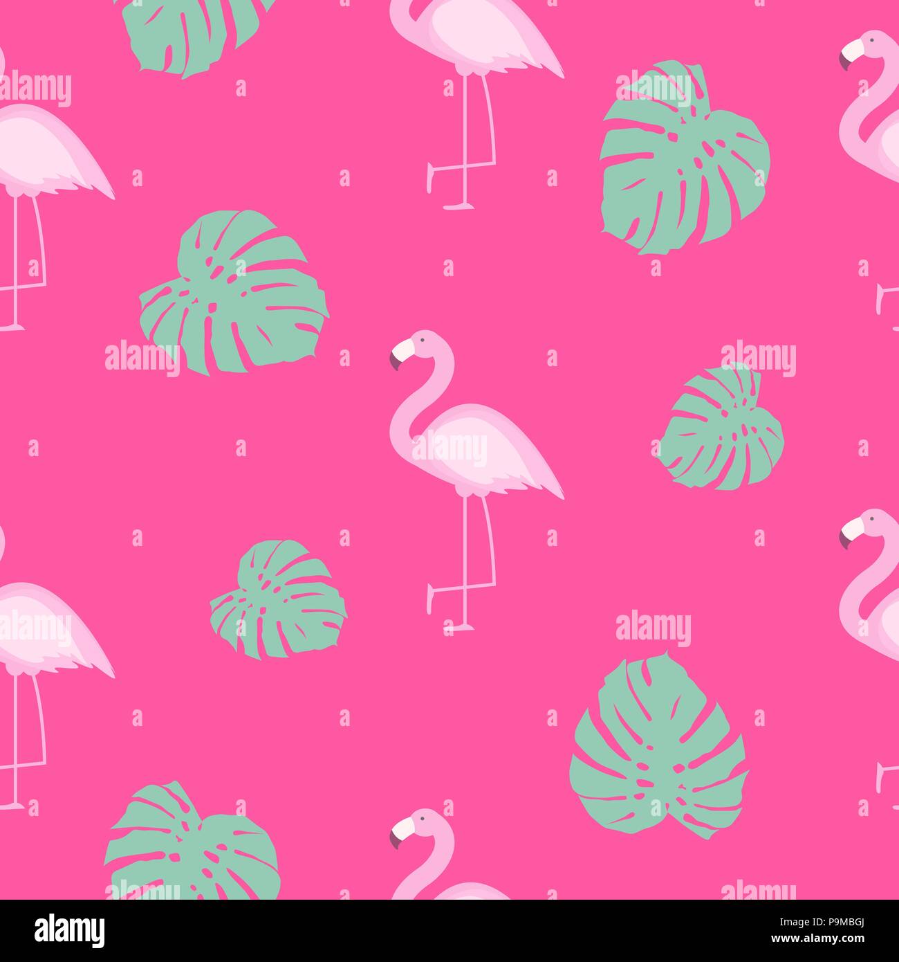 Cute Seamless Flamingo Pattern Vector Illustration Stock Vector Image ...