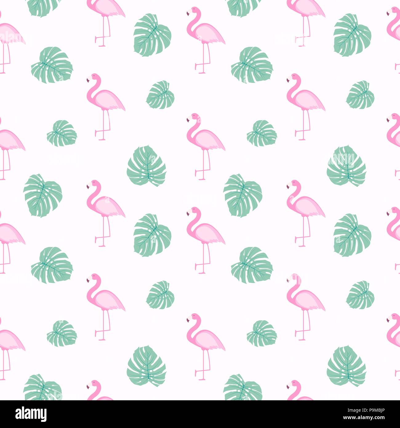 Cute Seamless Flamingo Pattern Vector Illustration Stock Vector Image ...